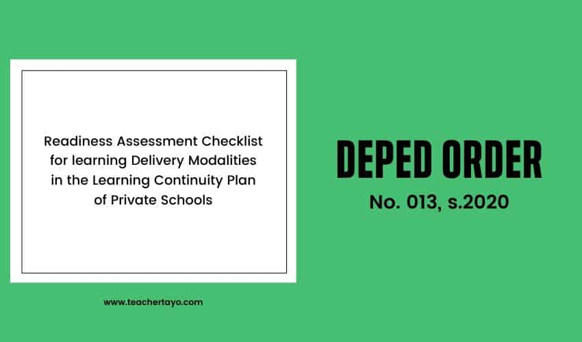 Readiness assessment checklist for private schools teacher tayo