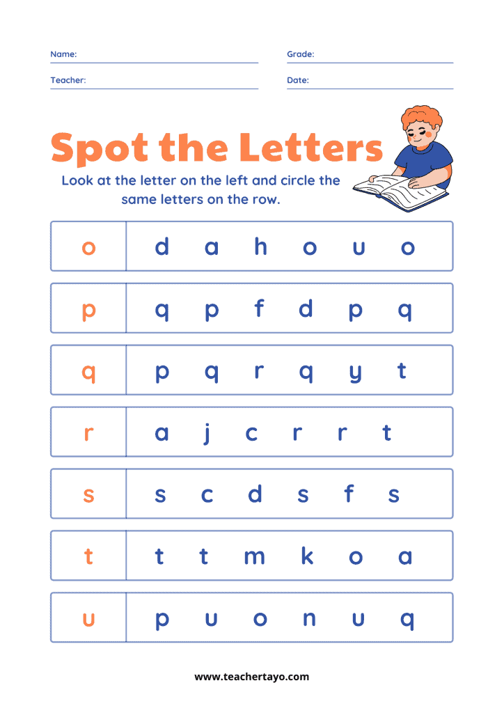 Finding Letters Foundational Worksheet Free Download - Teacher Tayo