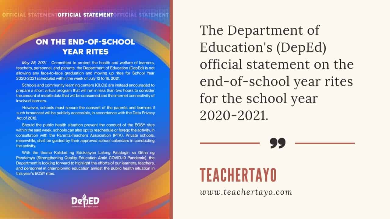 On the EndOfSchool Year Rites DepEd Teacher Tayo