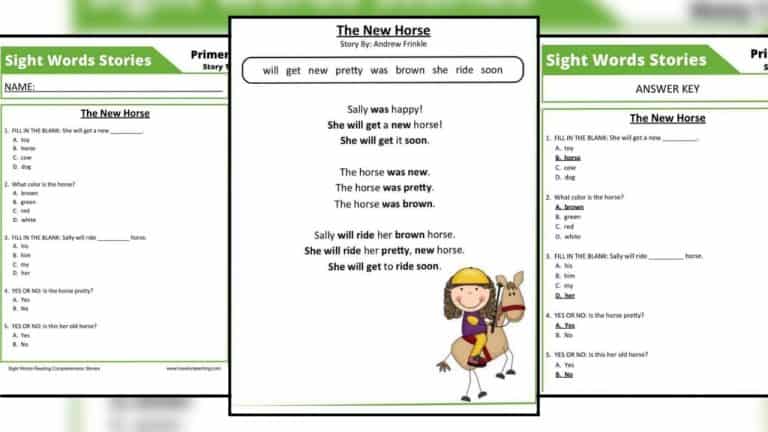 Sight Words Reading Comprehension Stories